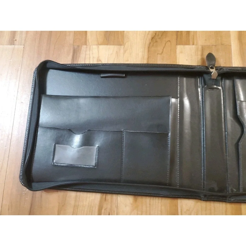 Black Genuine Leather Zippered Zip Around Portfolio Documents 15.5